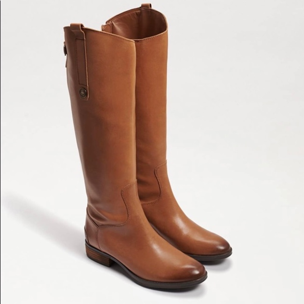Sam Edelman Knee-High Leather Riding Boot. Whiskey Leather.